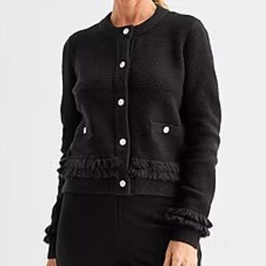 Liz Claiborne Womens Crew Neck Long Sleeve Button Cardigan